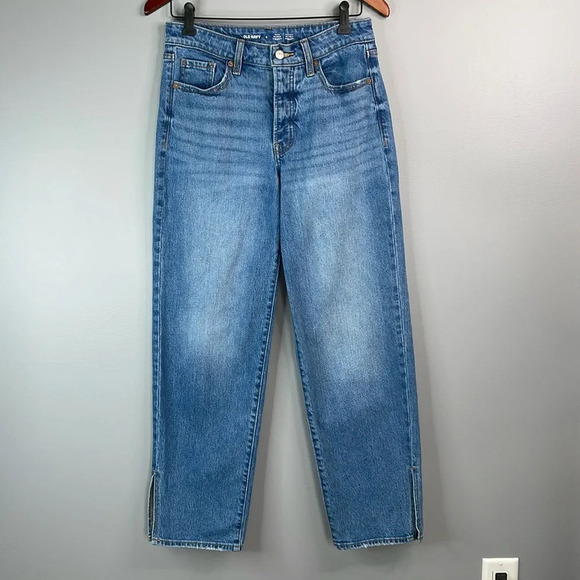 OLD NAVY High-Rise OG Loose Side-Slit Jeans Medium Wash Denim Secret Smooth 6 - Picture 12 of 12